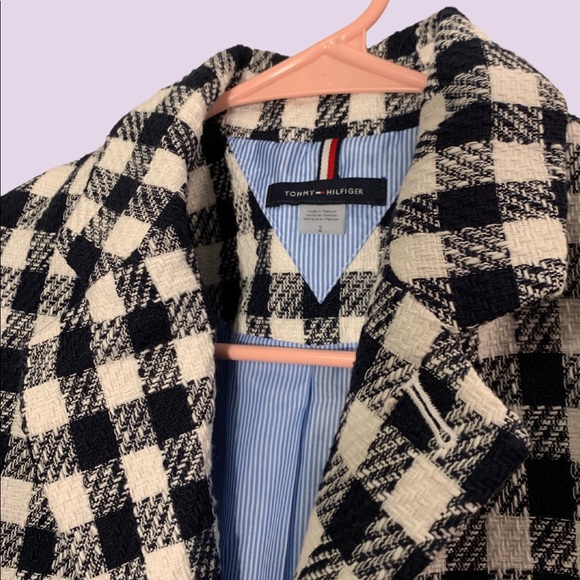 Tommy Hilfiger Size 2 Professional Checkered Black and White Suit Blazer - Picture 2 of 4